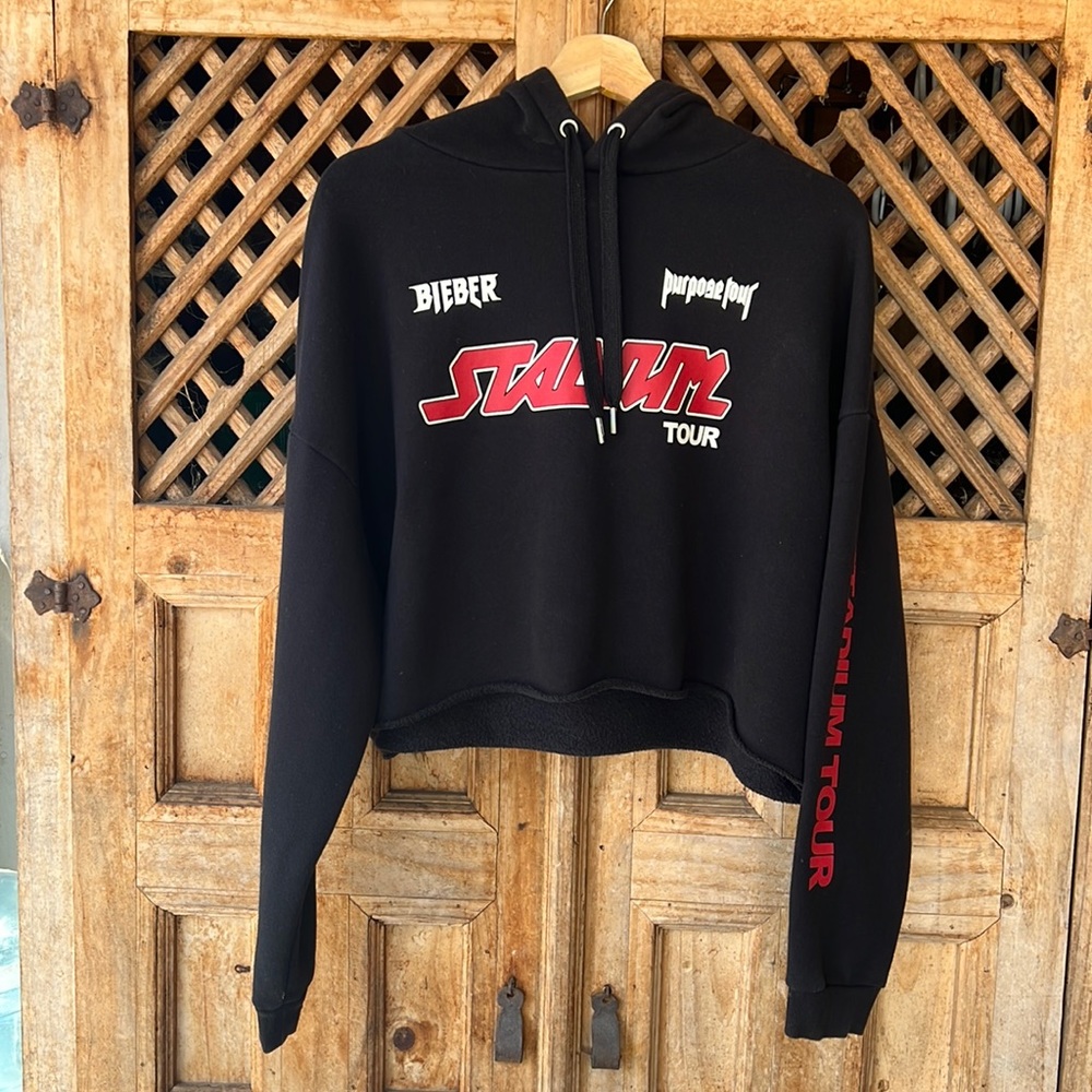 Justin Bieber stadium tour crop hoodie